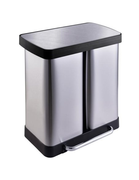 Commercial Pedal Double Waste Bin 2x36 Litres Satin Surface 590x362x616mm | Stalwart DA-JY9127