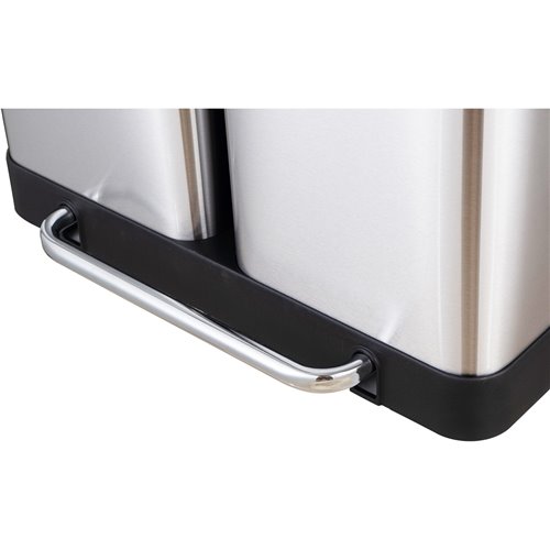 Commercial Pedal Double Waste Bin 2x36 Litres Satin Surface 590x362x616mm | Stalwart DA-JY9127