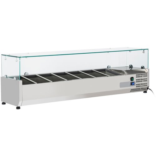 Refrigerated Servery Prep Top 1600mm 7xGN1/3 Glass Cover | Stalwart DA-THV1600/380