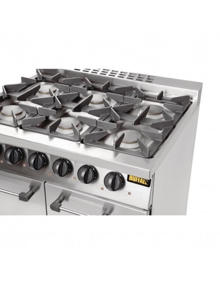 Buffalo 6 Burner Gas Oven Range with Castors