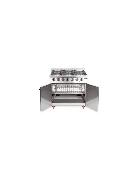 Buffalo 6 Burner Gas Oven Range with Castors