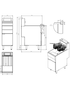 Commercial Gas Tube Fryer 20L Free Standing 26.4kW | DA-GF90 2