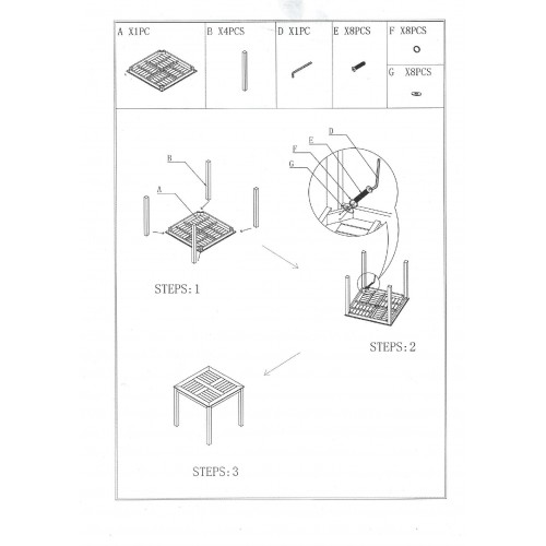 80cm Square Black Bistro Table