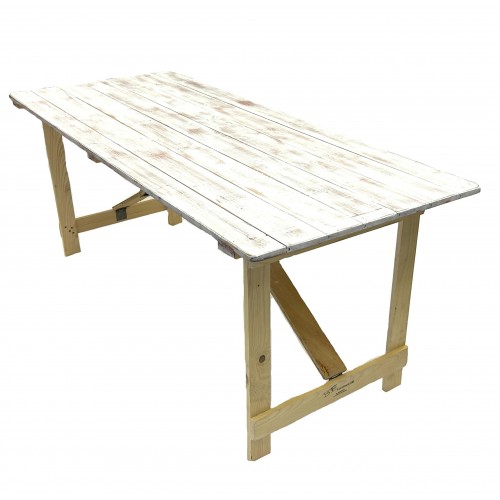 Distressed Limewash 6ft Trestle Table