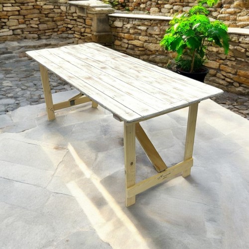 Distressed Limewash 6ft Trestle Table