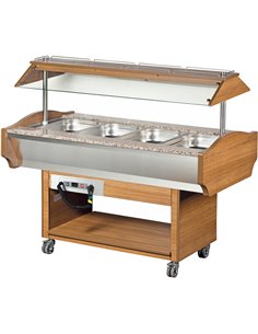 Hot Salad Bar 4xGN1/1 Walnut | Stalwart DA-SHBM4C