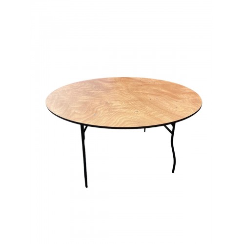 6ft Round Varnished Banquet Table - Trestle Table