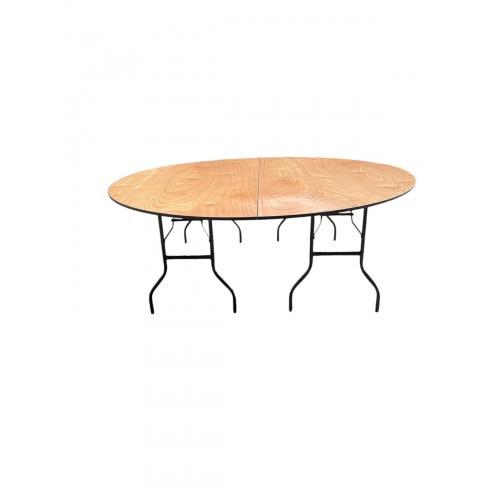 7ft Round Varnished Banquet Table -...