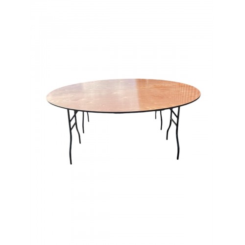 7ft Round Varnished Banquet Table -...