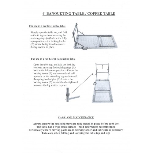 4ft Folding Plastic Table