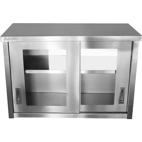 Commercial Wall Cabinet Cupboard Glass Doors Stainless Steel 1000x400x650mm | Stalwart DA-SWCGD100402
