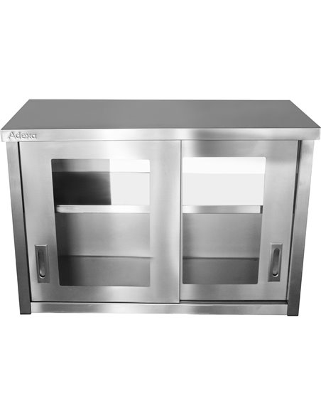 Commercial Wall Cabinet Cupboard Glass Doors Stainless Steel 1000x400x650mm | Stalwart DA-SWCGD100402