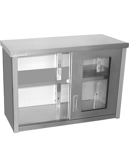 Commercial Wall Cabinet Cupboard Glass Doors Stainless Steel 1000x400x650mm | Stalwart DA-SWCGD100402