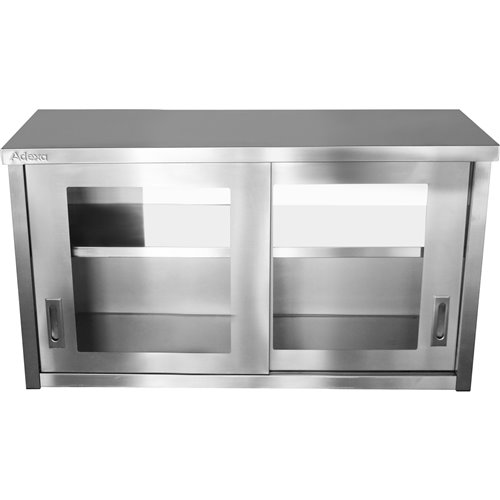 Commercial Wall Cabinet Cupboard Glass Doors Stainless Steel 1200x400x650mm | Stalwart DA-SWCGD120402