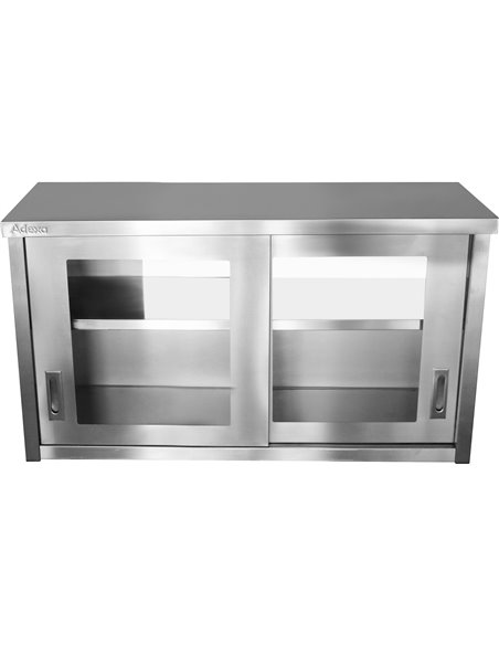 Commercial Wall Cabinet Cupboard Glass Doors Stainless Steel 1200x400x650mm | Stalwart DA-SWCGD120402