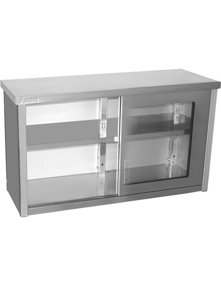 Commercial Wall Cabinet Cupboard Glass Doors Stainless Steel 1200x400x650mm | Stalwart DA-SWCGD120402