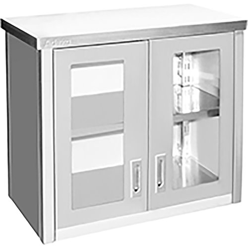 Commercial Wall Cabinet Cupboard Glass Doors Stainless Steel 800x400x650mm | Stalwart DA-SWCGD80402