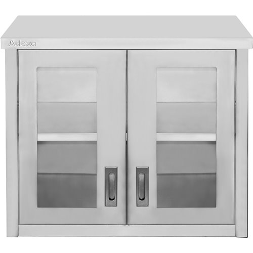 Commercial Wall Cabinet Cupboard Glass Doors Stainless Steel 800x400x650mm | Stalwart DA-SWCGD80402