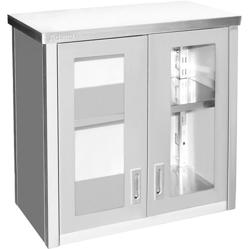 Commercial Wall Cabinet Cupboard Glass Doors Stainless Steel 800x400x800mm | Stalwart DA-SWCGDHH80402