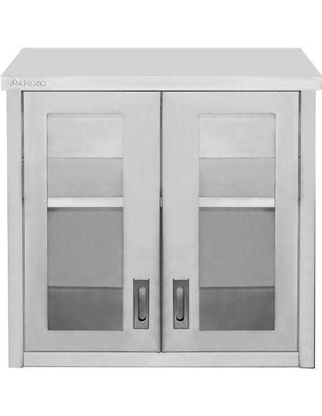 Commercial Wall Cabinet Cupboard Glass Doors Stainless Steel 800x400x800mm | Stalwart DA-SWCGDHH80402
