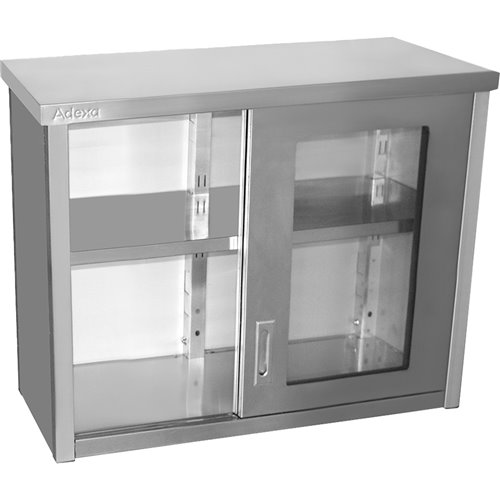 Commercial Wall Cabinet Cupboard Glass Doors Stainless Steel 1000x400x800mm | Stalwart DA-SWCGDHH100402