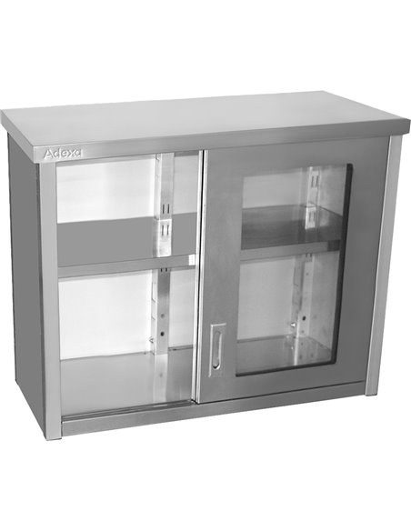 Commercial Wall Cabinet Cupboard Glass Doors Stainless Steel 1000x400x800mm | Stalwart DA-SWCGDHH100402