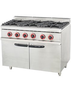 Commercial Gas Range with Cabinet 6 Burners 24kW 1050x700x900mm| Stalwart DA-70QA6MS