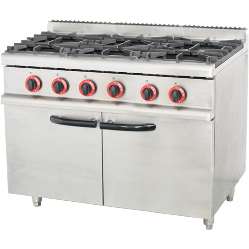 Commercial Gas Range with Cabinet 6 Burners 24kW 1050x700x900mm| Stalwart DA-70QA6MS