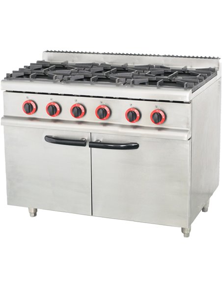 Commercial Gas Range with Cabinet 6 Burners 24kW 1050x700x900mm| Stalwart DA-70QA6MS