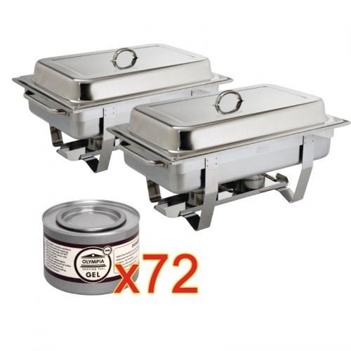 Special Offer - 2 x Milan Chafer & 72 Olympia Gel Fuel Tins