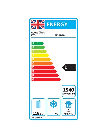 Commercial Upright Refrigerator 1400L Double Door Stainless Steel Cabinet 1380x855x2090mm | Stalwart DA-NORD28
