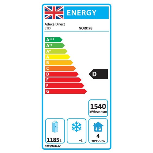 Commercial Upright Freezer 1400L Double Door Stainless Steel Cabinet 1380x855x2090mm | Stalwart DA-NORD32