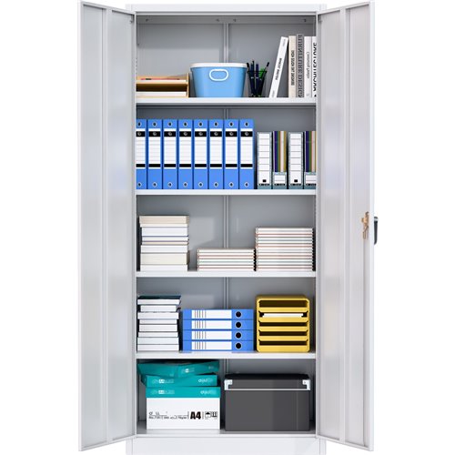 Professional White Steel Cabinet 2 Doors 800x400x1800mm | Stalwart DA-SART604