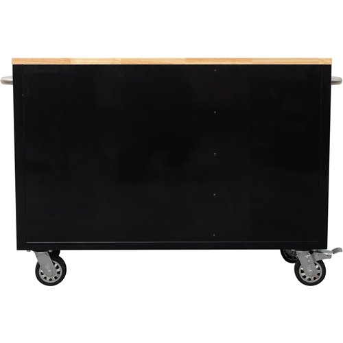 Heavy Duty Steel Rolling Tool Chest with Wooden Worktop 6 Drawers 1 Side Cabinet 1355x482x880mm Black | Stalwart DA-482038ABLACK