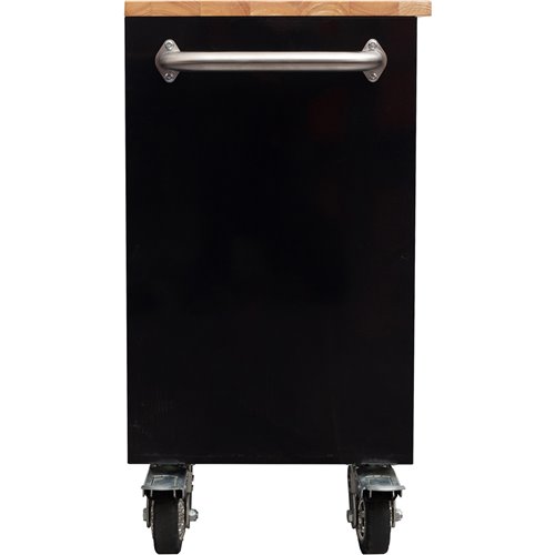 Heavy Duty Steel Rolling Tool Chest with Wooden Worktop 6 Drawers 1 Double-Door Side Cabinet 1644x482x904mm Black | Stalwart DA-