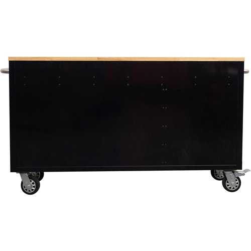 Heavy Duty Steel Rolling Tool Chest with Wooden Worktop 6 Drawers 1 Double-Door Side Cabinet 1644x482x904mm Black | Stalwart DA-