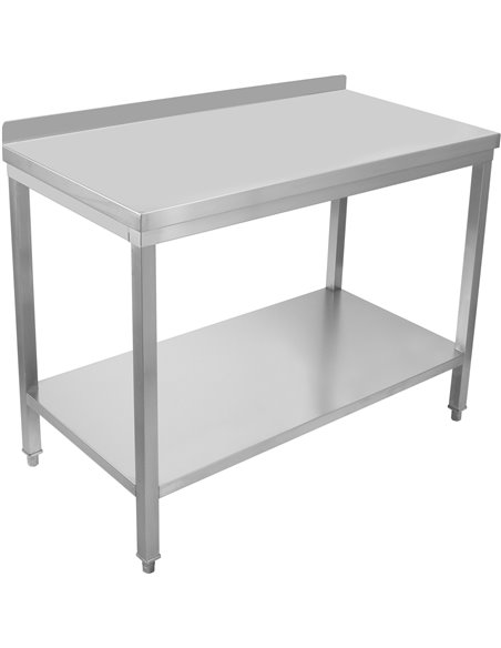 Professional Stainless Steel Work Table with Undershelf &amp 5cm Upstand 1200x700x950mm | Stalwart DA-SWT70120B