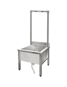 Commercial Stainless Steel Mop Sink with High Rack &amp 2-in-1 Mop Holder 600x600x550mm | Stalwart DA-SMSJYHR6060