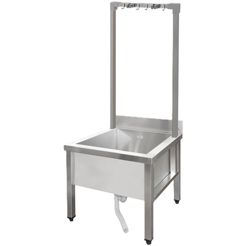 Commercial Stainless Steel Mop Sink with High Rack &amp 2-in-1 Mop Holder 600x600x550mm | Stalwart DA-SMSJYHR6060