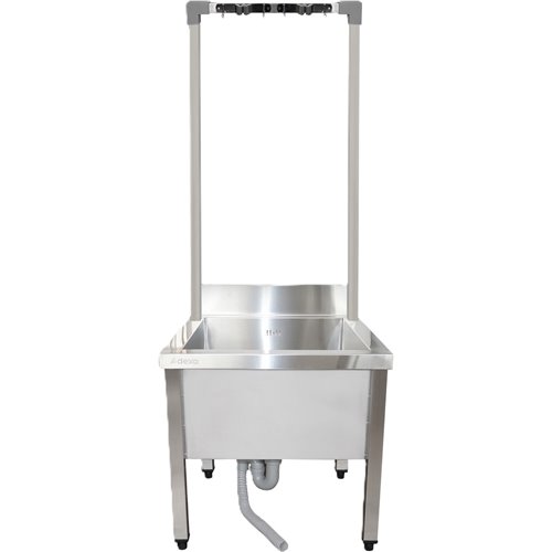 Commercial Stainless Steel Mop Sink with High Rack &amp 2-in-1 Mop Holder 600x600x550mm | Stalwart DA-SMSJYHR6060