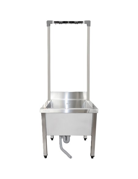 Commercial Stainless Steel Mop Sink with High Rack &amp 2-in-1 Mop Holder 600x600x550mm | Stalwart DA-SMSJYHR6060