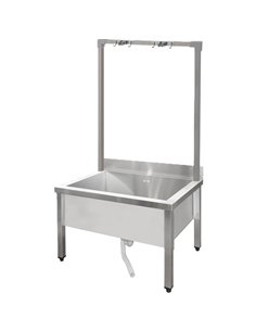 Commercial Stainless Steel Mop Sink with High Rack &amp 2-in-1 Mop Holder 800x600x550mm | Stalwart DA-SMSJYHR8060