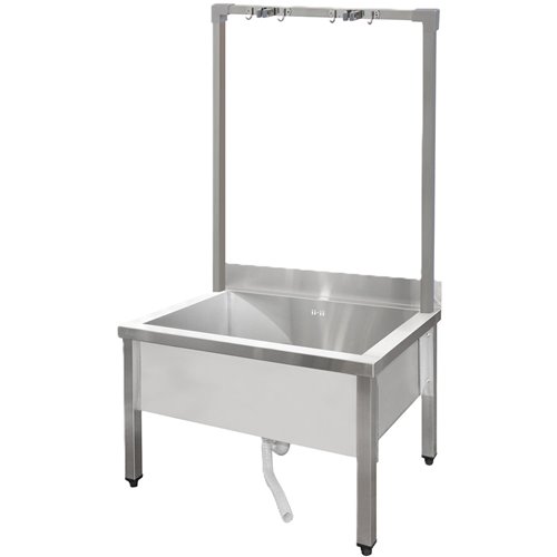Commercial Stainless Steel Mop Sink with High Rack &amp 2-in-1 Mop Holder 800x600x550mm | Stalwart DA-SMSJYHR8060