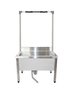 Commercial Stainless Steel Mop Sink with High Rack &amp 2-in-1 Mop Holder 800x600x550mm | Stalwart DA-SMSJYHR8060 2