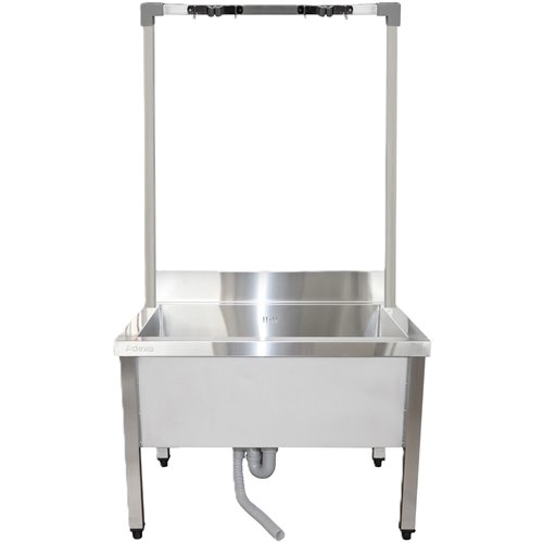 Commercial Stainless Steel Mop Sink with High Rack &amp 2-in-1 Mop Holder 800x600x550mm | Stalwart DA-SMSJYHR8060