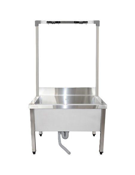 Commercial Stainless Steel Mop Sink with High Rack &amp 2-in-1 Mop Holder 800x600x550mm | Stalwart DA-SMSJYHR8060