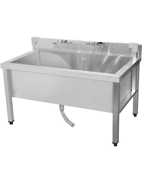 Commercial Stainless Steel Mop Sink with Low Rack &amp 2-in-1 Mop Holder 1000x600x550mm | Stalwart DA-SMSJYLR10060