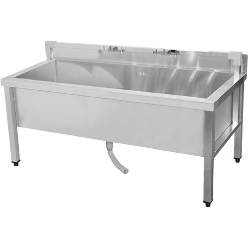 Commercial Stainless Steel Mop Sink with Low Rack &amp 2-in-1 Mop Holder 1200x600x550mm | Stalwart DA-SMSJYLR12060