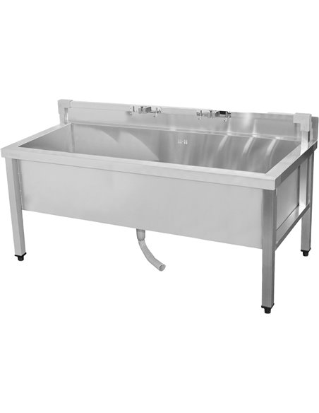 Commercial Stainless Steel Mop Sink with Low Rack &amp 2-in-1 Mop Holder 1200x600x550mm | Stalwart DA-SMSJYLR12060