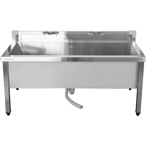Commercial Stainless Steel Mop Sink with Low Rack &amp 2-in-1 Mop Holder 1200x600x550mm | Stalwart DA-SMSJYLR12060